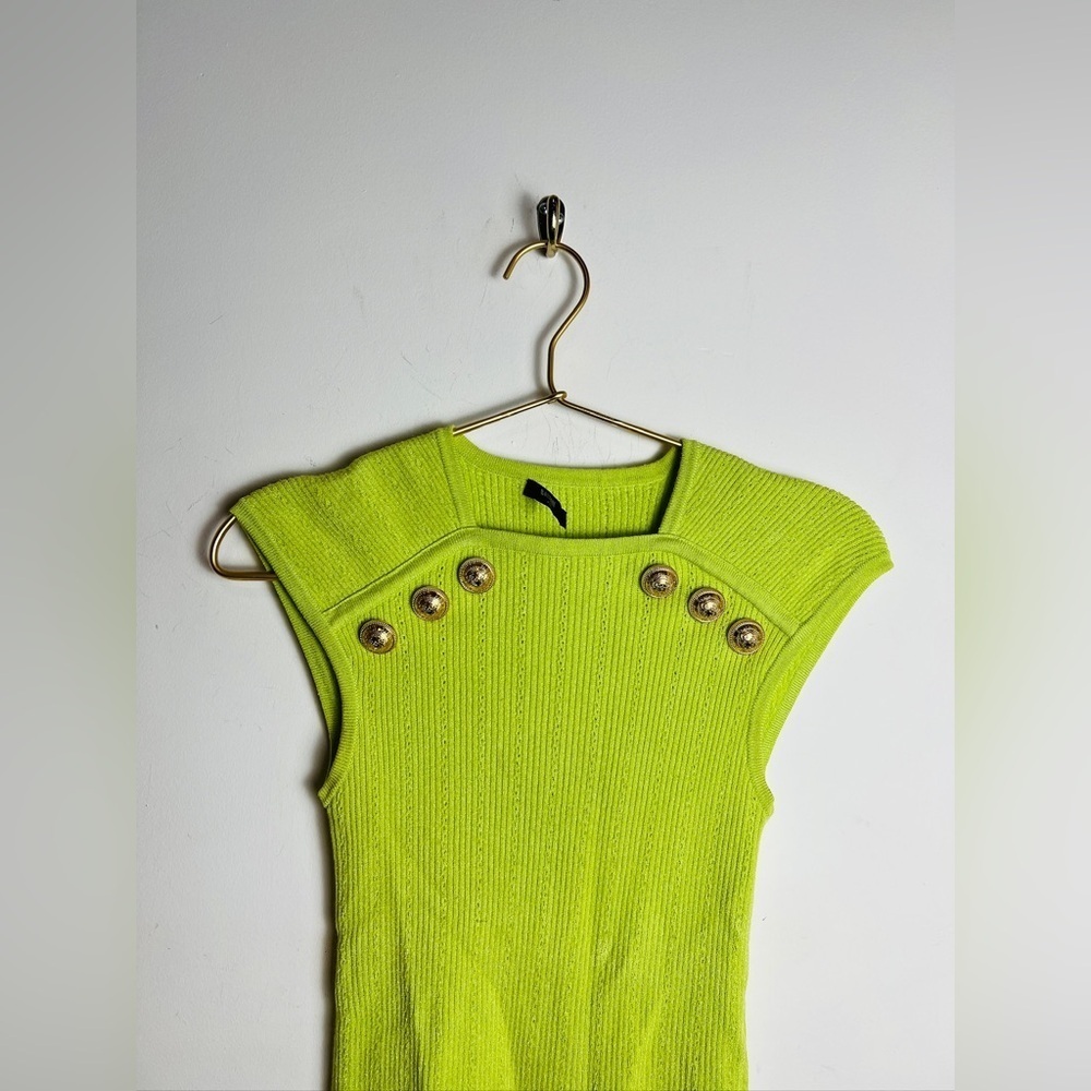 Balmain Neon Green Top Gold Button - Picture 4 of 11